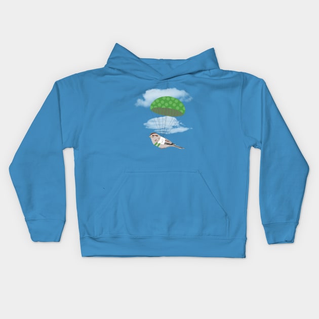 Bird with Broken Wing Parachuting Kids Hoodie by ahadden